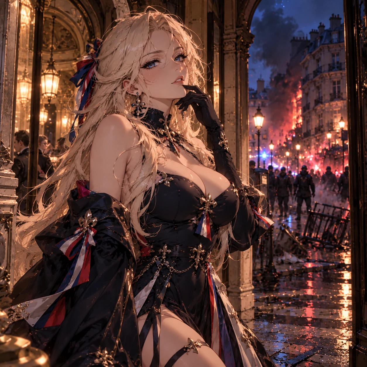 France-chan in a glowing ornate Parisian arcade